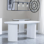 Mondrian 6 Seater White Melamine Top Oval Fluted Dining Table