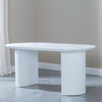 Mondrian 6 Seater White Melamine Top Oval Fluted Dining Table