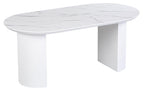 Mondrian 6 Seater White Melamine Top Oval Fluted Dining Table