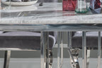 Mercury Grey Marble and Chrome Dining Table - 220cm