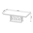 Mercury Grey Marble and Chrome Dining Table - 220cm