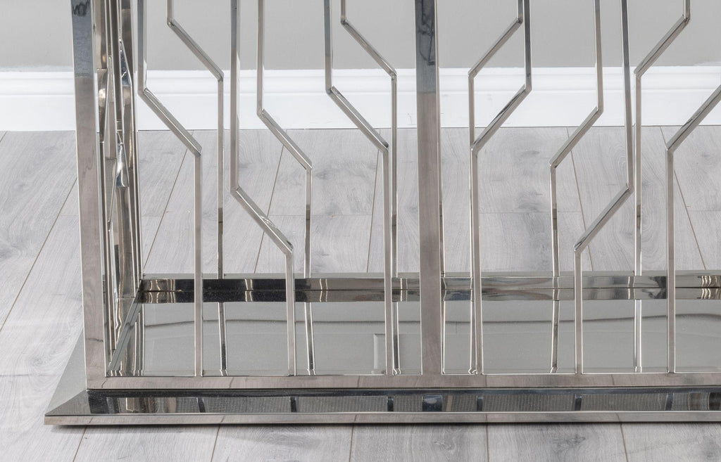 Mercury Grey Marble and Chrome Dining Table - 220cm