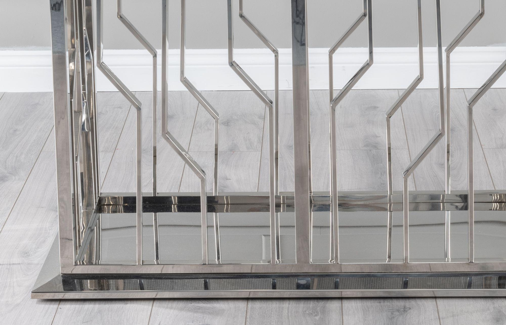 Mercury Grey Marble and Chrome Dining Table - 220cm