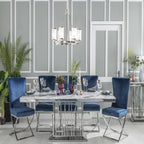 Mercury Grey Marble and Chrome Dining Table - 220cm