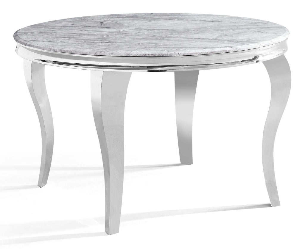 Merida Grey Marble & Chrome Round Dining Table