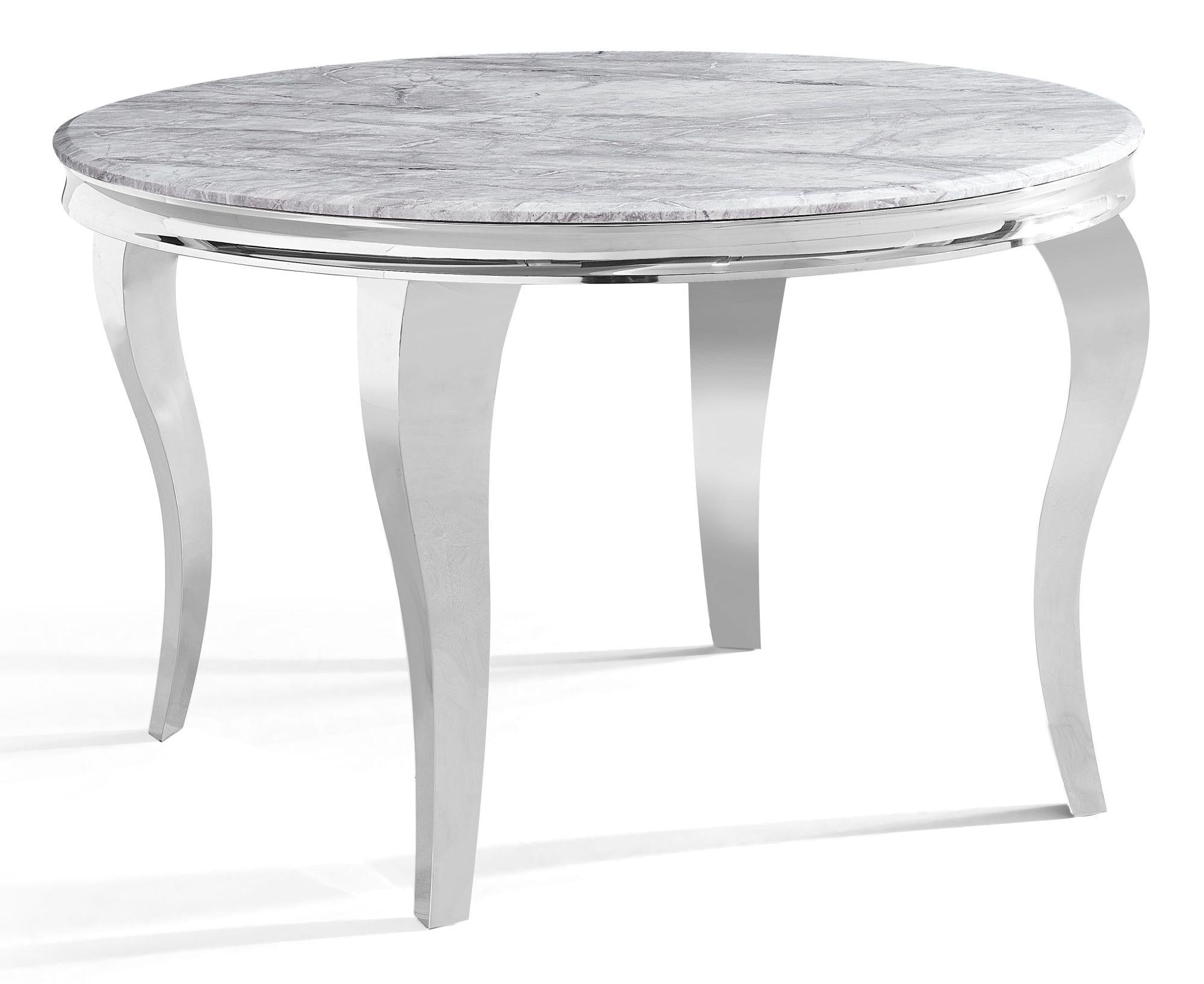 Merida Grey Marble & Chrome Round Dining Table