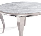 Merida Grey Marble & Chrome Round Dining Table