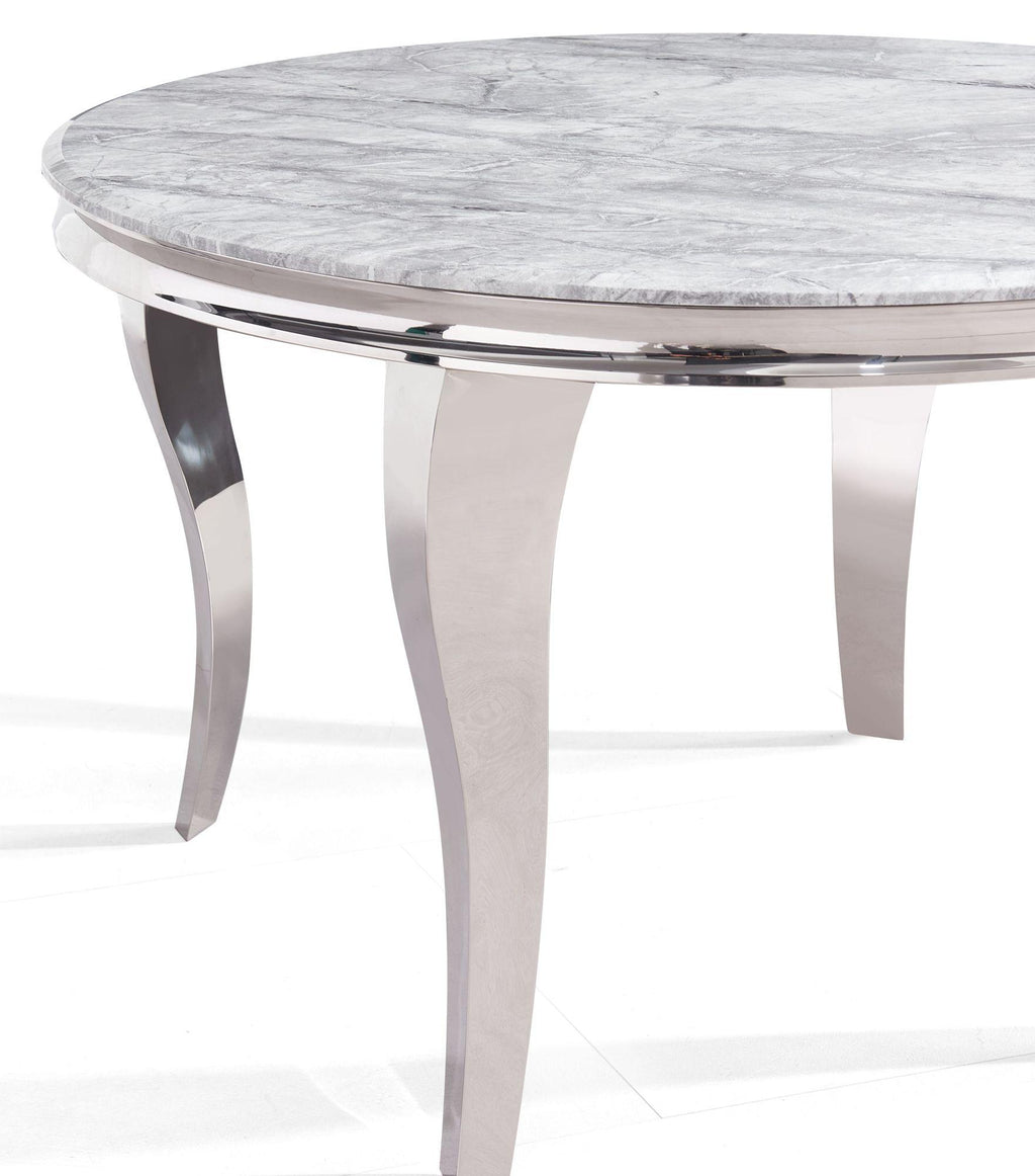 Merida Grey Marble & Chrome Round Dining Table