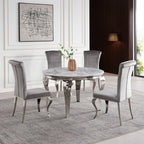 Merida Grey Marble & Chrome Round Dining Table