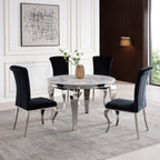 Merida Grey Marble & Chrome Round Dining Table