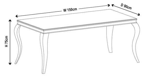 Merida Grey Marble and Chrome Dining Table - 150cm