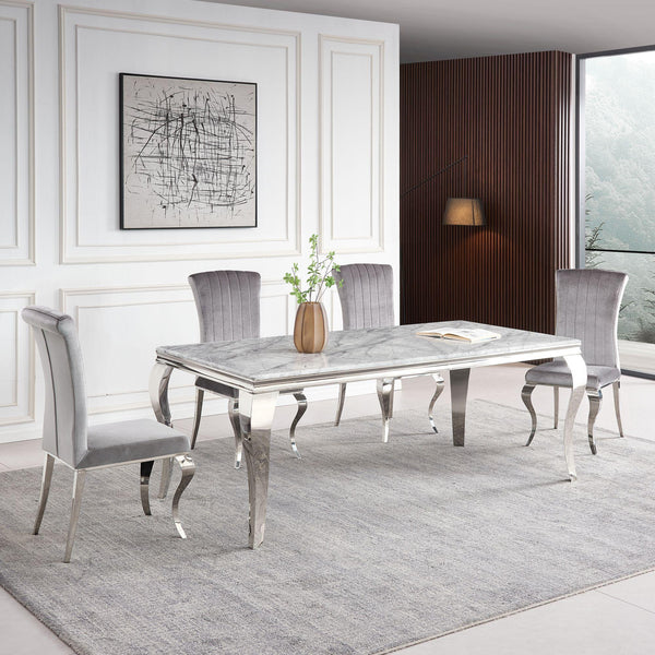 Merida Grey Marble and Chrome Dining Table - 150cm