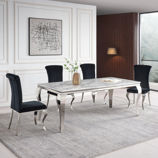 Merida Grey Marble and Chrome Dining Table - 150cm