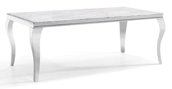 Merida Grey Marble and Chrome Dining Table - 200cm