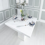 Olympia 140cm Square White Marble Dining Table - 6 Seater