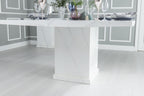 Olympia 140cm Square White Marble Dining Table - 6 Seater