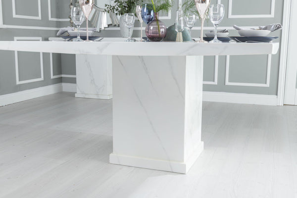 Olympia 140cm Square White Marble Dining Table - 6 Seater
