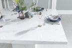 Olympia 140cm Square White Marble Dining Table - 6 Seater