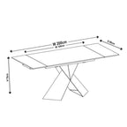 Odesa White Ceramic Extending Dining Table with Black Cross Base - 140cm - 200cm