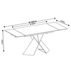 Odesa White Ceramic Extending Dining Table with Black Cross Base - 140cm - 200cm
