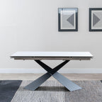 Odesa White Ceramic Extending Dining Table with Black Cross Base - 140cm - 200cm
