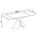 Odesa White Ceramic Extending Dining Table with Black Cross Base - 140cm - 200cm
