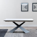 Odesa White Ceramic Extending Dining Table with Black Cross Base - 140cm - 200cm