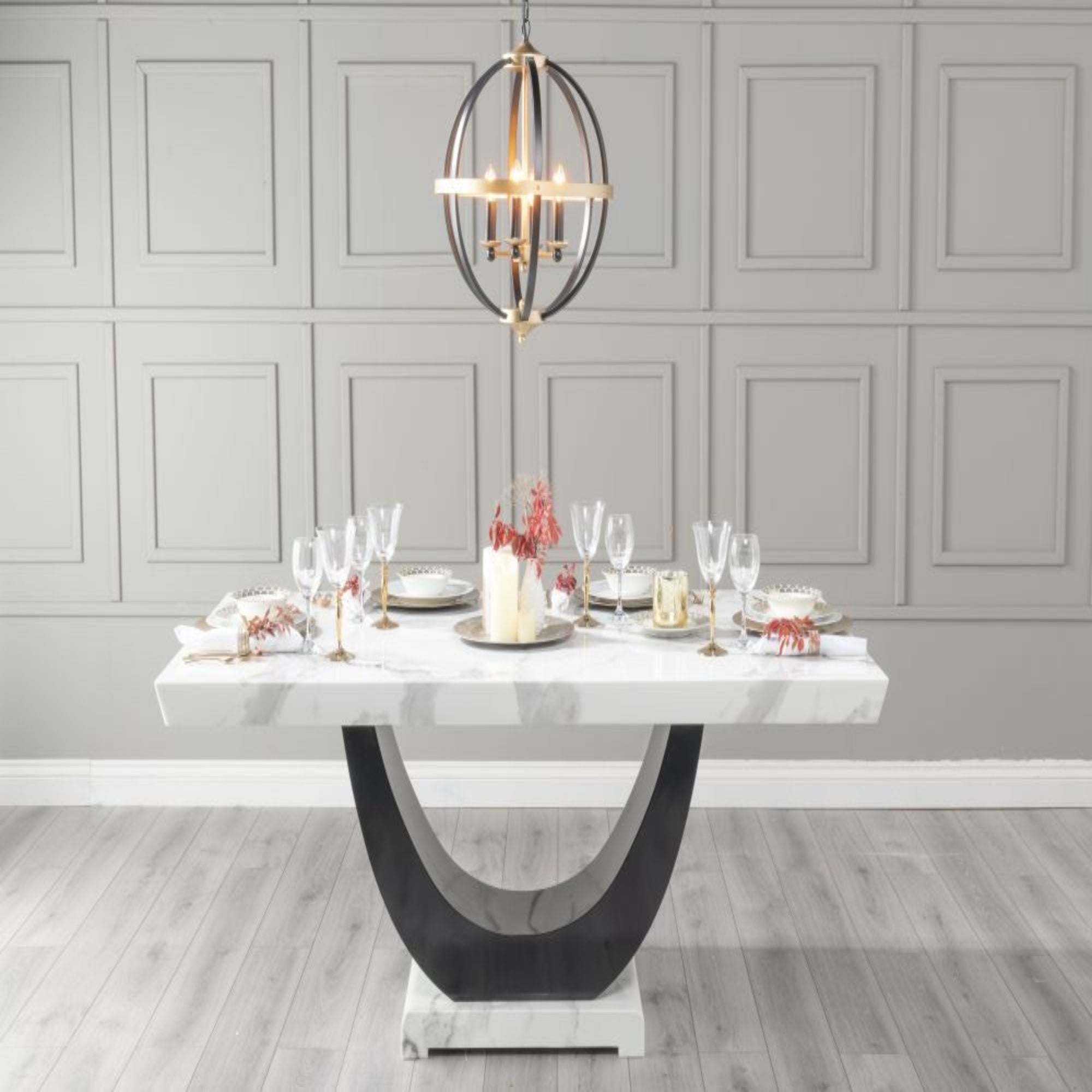 Omega White Marble Dining Table - 180