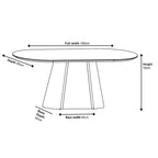 Perlo 180cm Dark Grey Ceramic Oval Dining Table With Bronze Pedestal Base