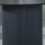Renzo Black Round Dining Table with Fluted Ribbed Drum Base - 120cm