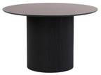 Renzo Black Round Dining Table with Fluted Ribbed Drum Base - 120cm
