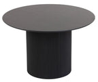 Renzo Black Round Dining Table with Fluted Ribbed Drum Base - 120cm