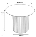 Renzo Black Round Dining Table with Fluted Ribbed Drum Base - 120cm