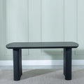 Renzo Black Oval Dining Table with Fluted Ribbed Double Pedestal Base - 160cm