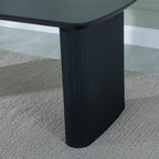 Renzo Black Oval Dining Table with Fluted Ribbed Double Pedestal Base - 160cm