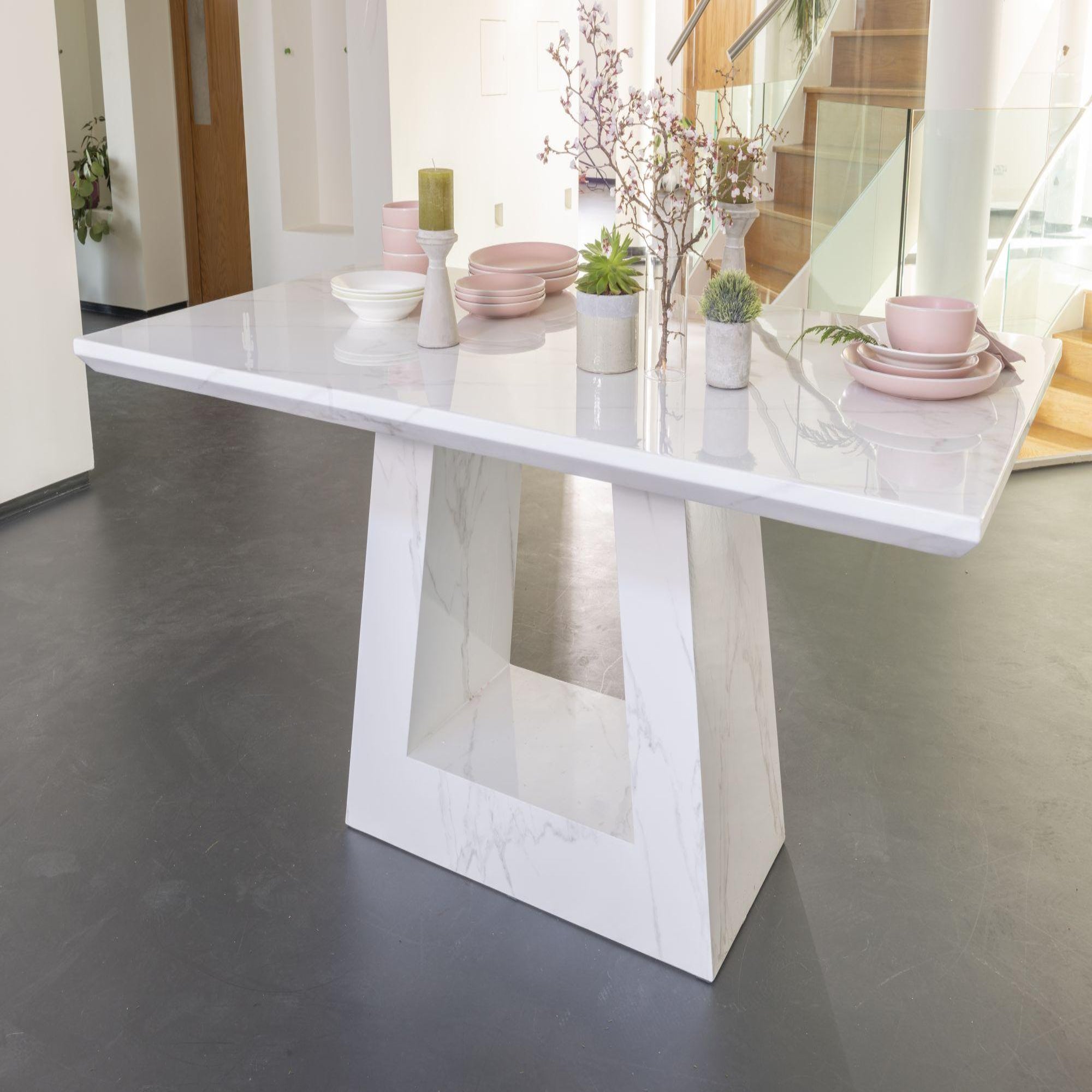 Rio White Marble Dining Table -160