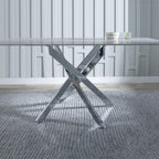 Sutton 150cm Grey and Chrome Dining Table - Glass Top with Concrete Effect