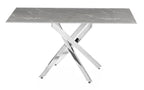 Sutton 150cm Grey and Chrome Dining Table - Glass Top with Concrete Effect