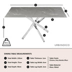 Sutton 150cm Grey and Chrome Dining Table - Glass Top with Concrete Effect