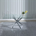 Sutton 110cm Clear Glass and Chrome Round Dining Table - Tempered Top