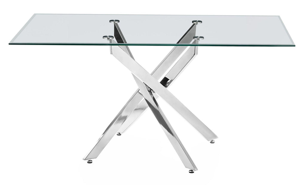 Sutton 110cm Clear Glass and Chrome Round Dining Table - Tempered Top