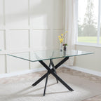 Sutton 150cm Clear Glass and Black Dining Table - Tempered Top