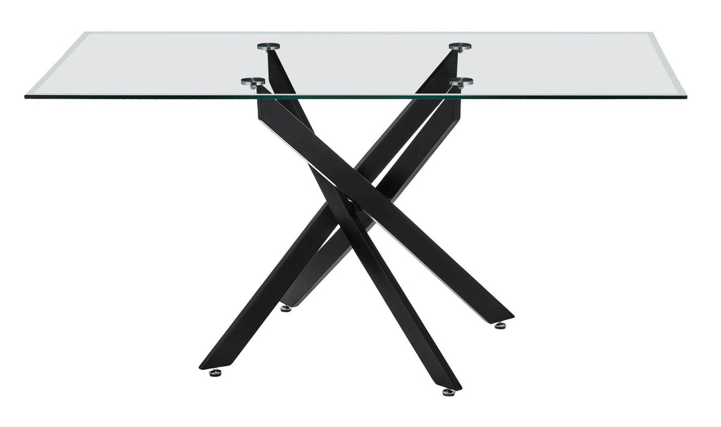 Sutton 150cm Clear Glass and Black Dining Table - Tempered Top