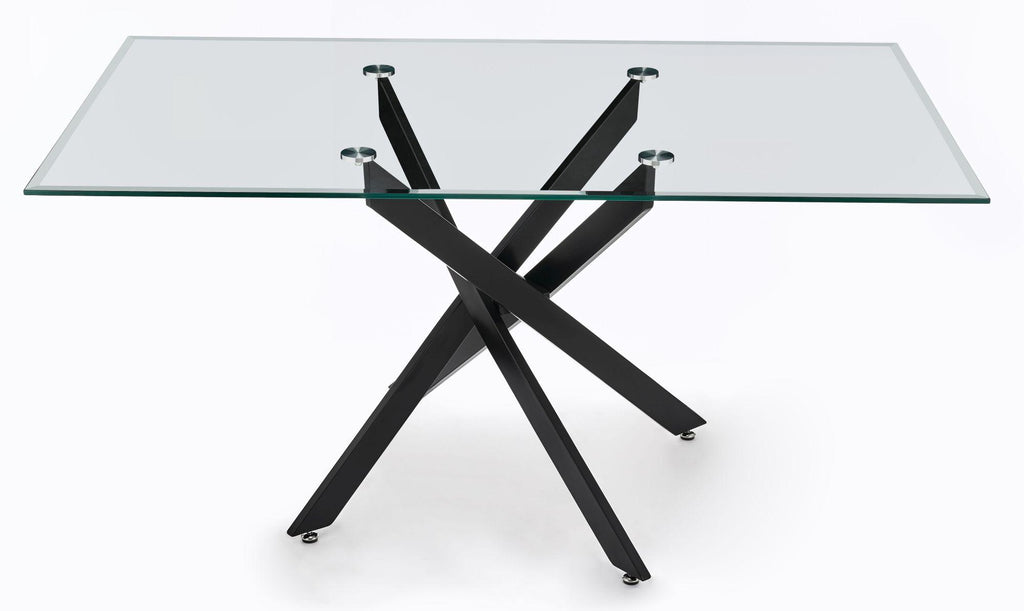 Sutton 150cm Clear Glass and Black Dining Table - Tempered Top