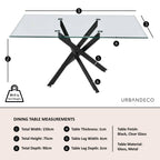Sutton 150cm Clear Glass and Black Dining Table - Tempered Top