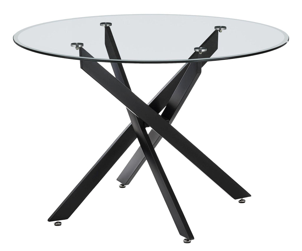 Sutton 110cm Clear Glass and Black Round Dining Table - Tempered Top