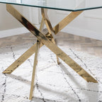 Sutton 150cm Clear Glass and Gold Round Dining Table - Tempered Top