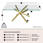 Sutton 150cm Clear Glass and Gold Round Dining Table - Tempered Top