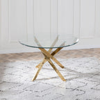 Sutton 110cm Clear Glass and Gold Dining Table - Tempered Top