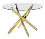 Sutton 110cm Clear Glass and Gold Dining Table - Tempered Top